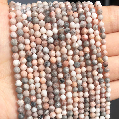 Naturstein Facettierte Rosa Zebra Jaspis Spacer Perlen für Schmuck DIY 3 4mm Kleine Runde Perlen Herstellung Armband Zubehör 15''