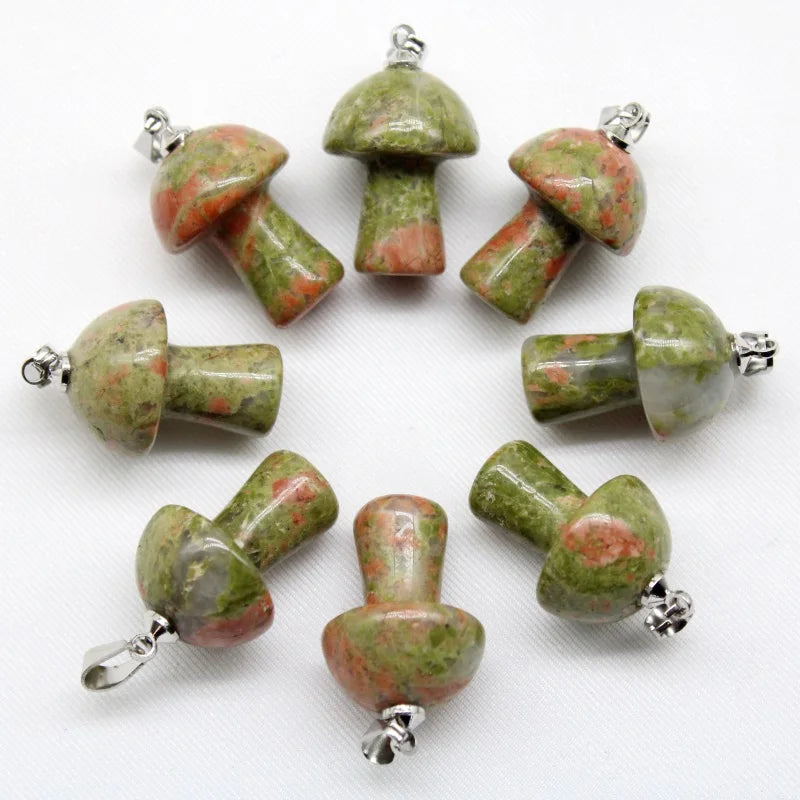 15 stücke Natürliche Stein Anhänger Quarz Kristall Amethyst Achate Aventurin Pilz Stein Anhänger für DIY Machen Zubehör