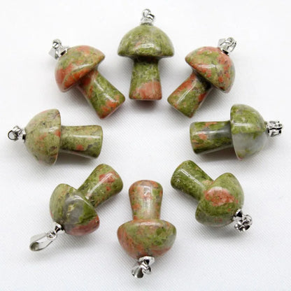 15 stücke Natürliche Stein Anhänger Quarz Kristall Amethyst Achate Aventurin Pilz Stein Anhänger für DIY Machen Zubehör