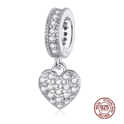 WOSTU 925 Sterling Silber Tier Cat Charm Anhänger Herz Familie Marienkäfer Bee Perlen Fit Original Armband DIY Schmuck Für Frauen