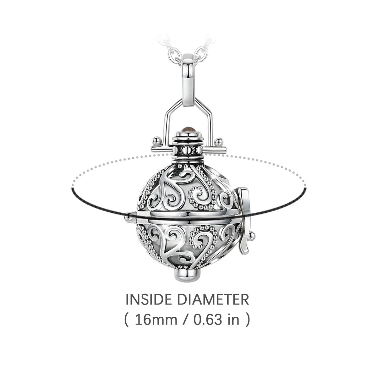 EUDORA Urne Feuerbestattung Anhänger 16mm Ratta Geöffnet Käfig Medaillon Asche Halter Andenken Kapsel Halskette Chime Ball DIY Edlen Schmuck H064
