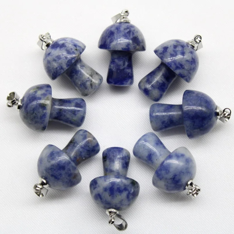 15 stücke Natürliche Stein Anhänger Quarz Kristall Amethyst Achate Aventurin Pilz Stein Anhänger für DIY Machen Zubehör