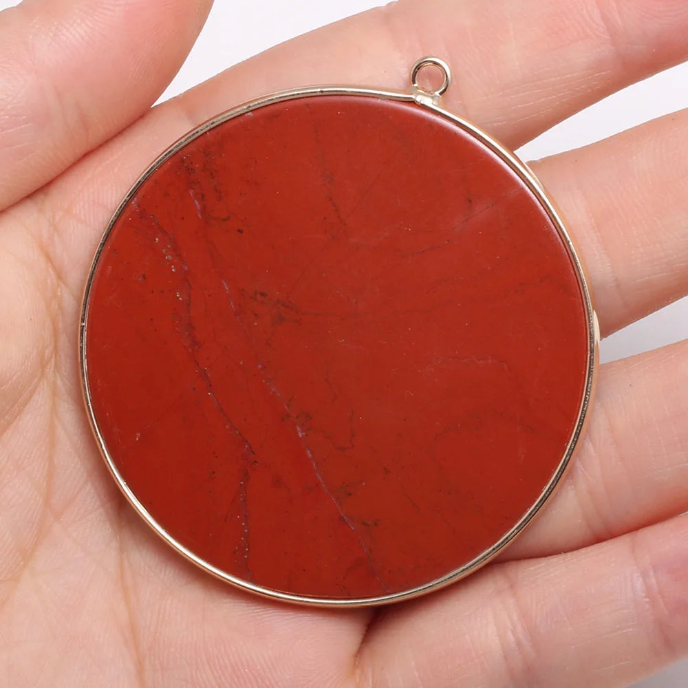 Natürliche Stein Achate Anhänger Disc Form Quarz Kristall Charms Anhänger Für DIY Schmuck Machen Halskette Zubehör Größe 50x55mm