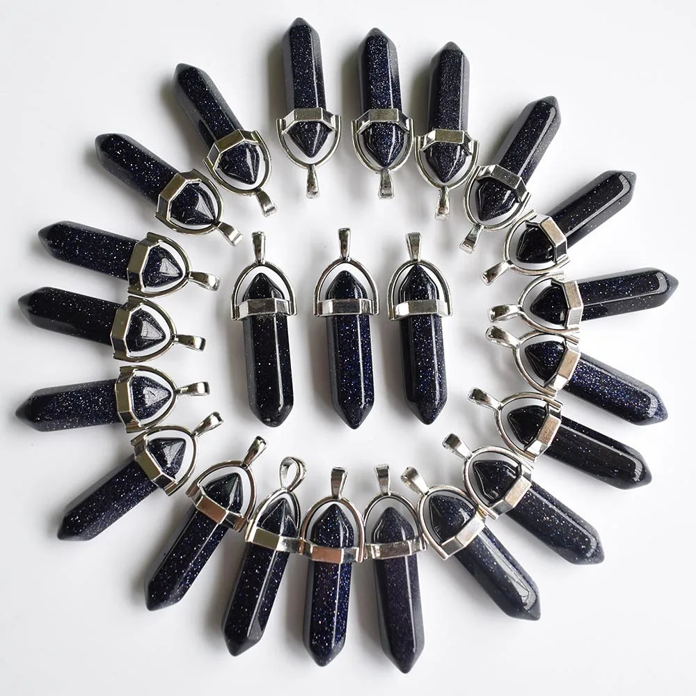 Großhandel 24 teile/los Mode qualität verschiedene naturstein amethyst säule charms chakra Anhänger & halsketten für die herstellung kostenlos