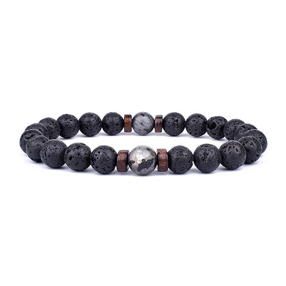 Vulkanstein-Armband für Männer, Lava-Holz, 8 mm Perlen, Armband, tibetischer Buddha, Handgelenkkette, Damen- und Herrenschmuck, Geschenk, neue Armbänder