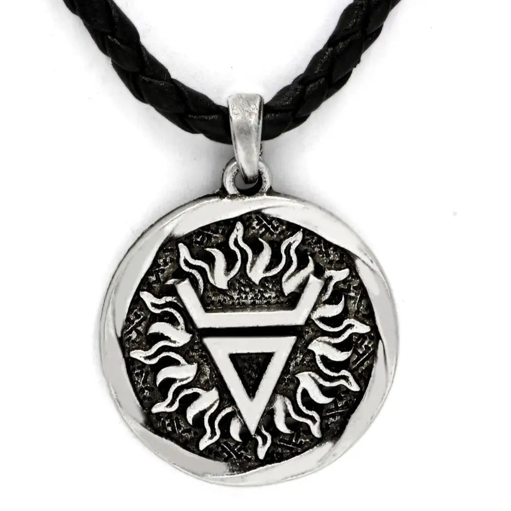 Antique Veles Symbol Weles Choker Sun of God Talisman Pendant Statement Necklace Men's Slavic Amulet Religion Viking Necklaces