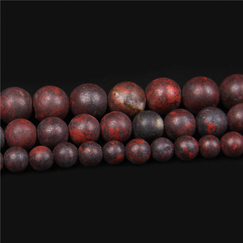 RISYF Klassische Männer Armband Zubehör Natürliche Matte Blutstein Runde Lose Spacer Perlen Für Schmuck Machen DIY 15.5 "Strang