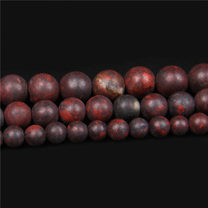 RISYF Klassische Männer Armband Zubehör Natürliche Matte Blutstein Runde Lose Spacer Perlen Für Schmuck Machen DIY 15.5 "Strang
