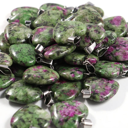 12 Stück Naturstein Quarz Rosenkristall Türkis Opal Herz Anhänger 16mm DIY Schmuckherstellung Halskette Zubehör Charms Handwerk