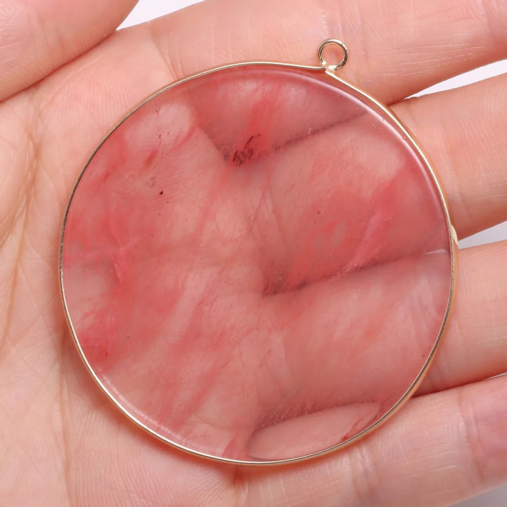 Natürliche Stein Achate Anhänger Disc Form Quarz Kristall Charms Anhänger Für DIY Schmuck Machen Halskette Zubehör Größe 50x55mm