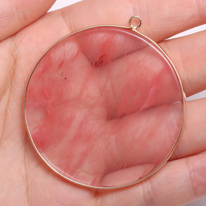 Natürliche Stein Achate Anhänger Disc Form Quarz Kristall Charms Anhänger Für DIY Schmuck Machen Halskette Zubehör Größe 50x55mm