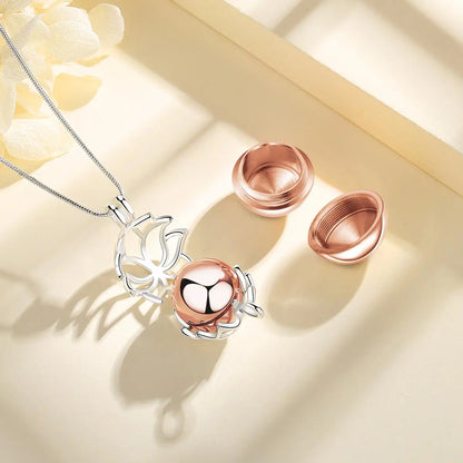 EUDORA Urnen-Anhänger, 14 mm, Lotusblüten-Käfig, Medaillon, Aschebehälter, Andenkenkapsel, Halskette, Hohlkugel, DIY-Schmuck, k332n14