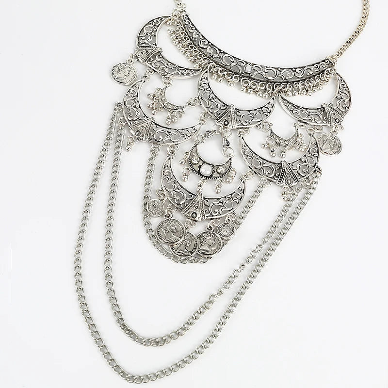 Collares Boho Maxi Choker Collier Femme Halskette Geometrische Kette Münze Vintage Colar Aussage Böhmische Halskette Frauen Schmuck