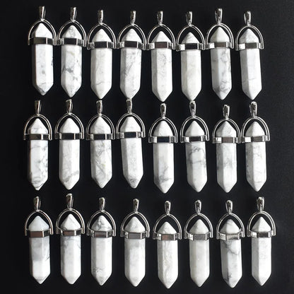 Großhandel 24 teile/los Mode qualität verschiedene naturstein amethyst säule charms chakra Anhänger & halsketten für die herstellung kostenlos