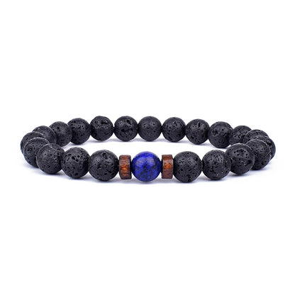 Vulkanstein-Armband für Männer, Lava-Holz, 8 mm Perlen, Armband, tibetischer Buddha, Handgelenkkette, Damen- und Herrenschmuck, Geschenk, neue Armbänder