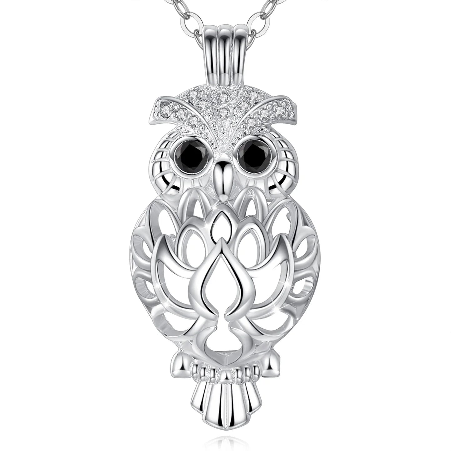 EUDORA Urne Feuerbestattung Anhänger 14mm Eule Käfig Offene Medaillon Asche Halter Andenken Kapsel Halskette Hohl Ball DIY Schmu k332n14
