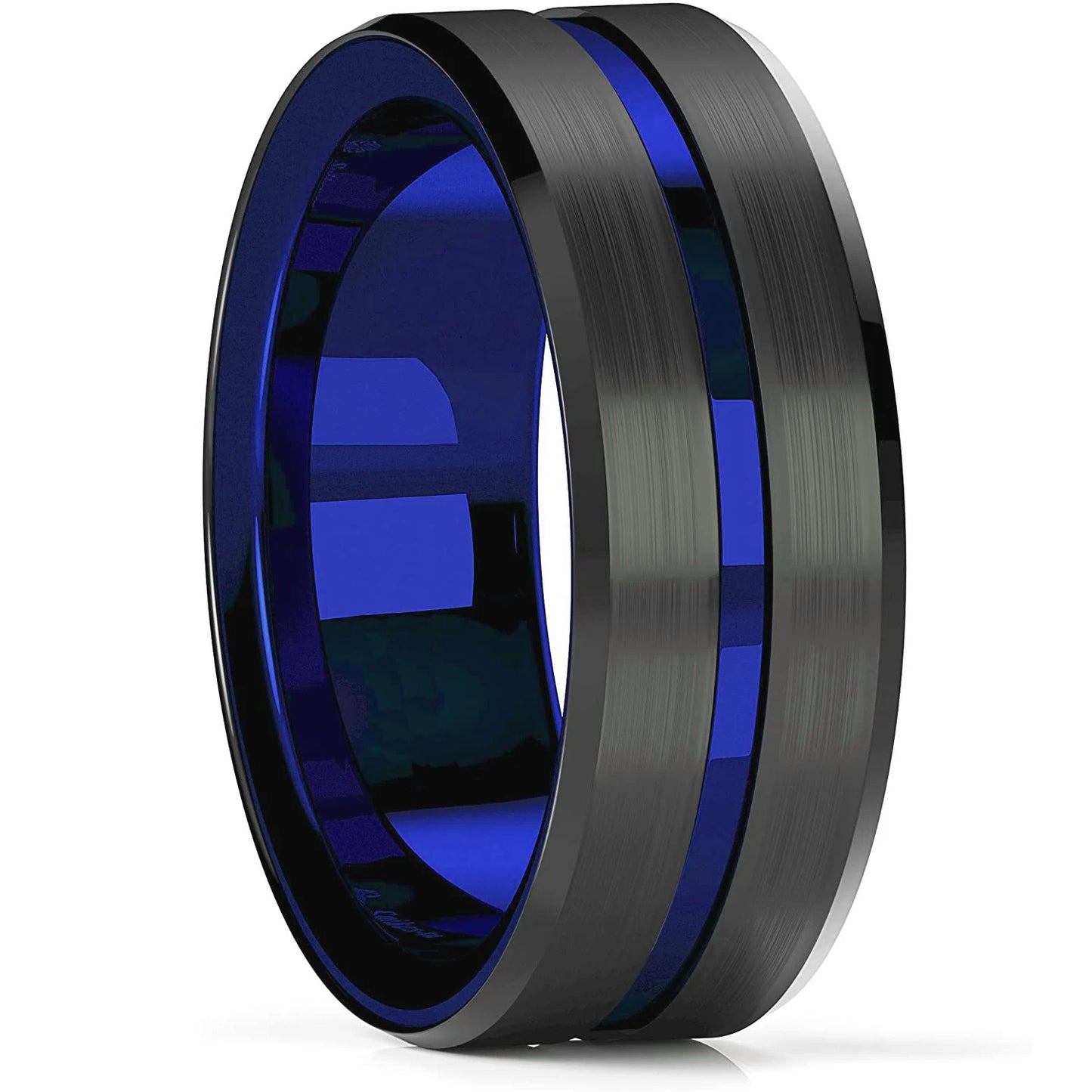 Moderne 8mm Schwarz Titan stahl Ringe für Männer Frauen Nut Facetten Edelstahl Männer Ring Hochzeit Band schmuck Großhandel