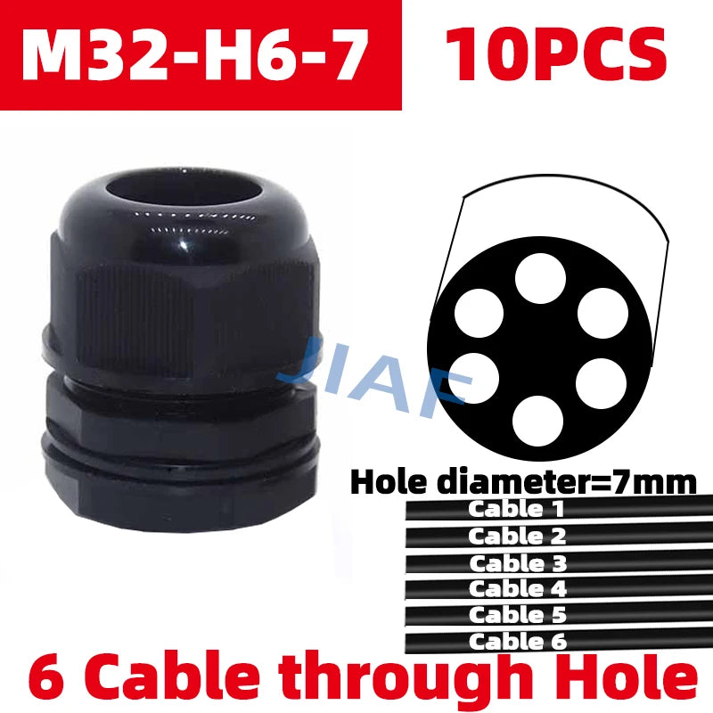 10PCS Mehr Löcher Wasserdichte Kunststoff Kabelverschraubung M20 * 1,5 Mit Abschlepplöcher M25 * 1,5 Nylonverschraubung M32 * 1,5 Schwarz Grau Dichtungsverbindung M16