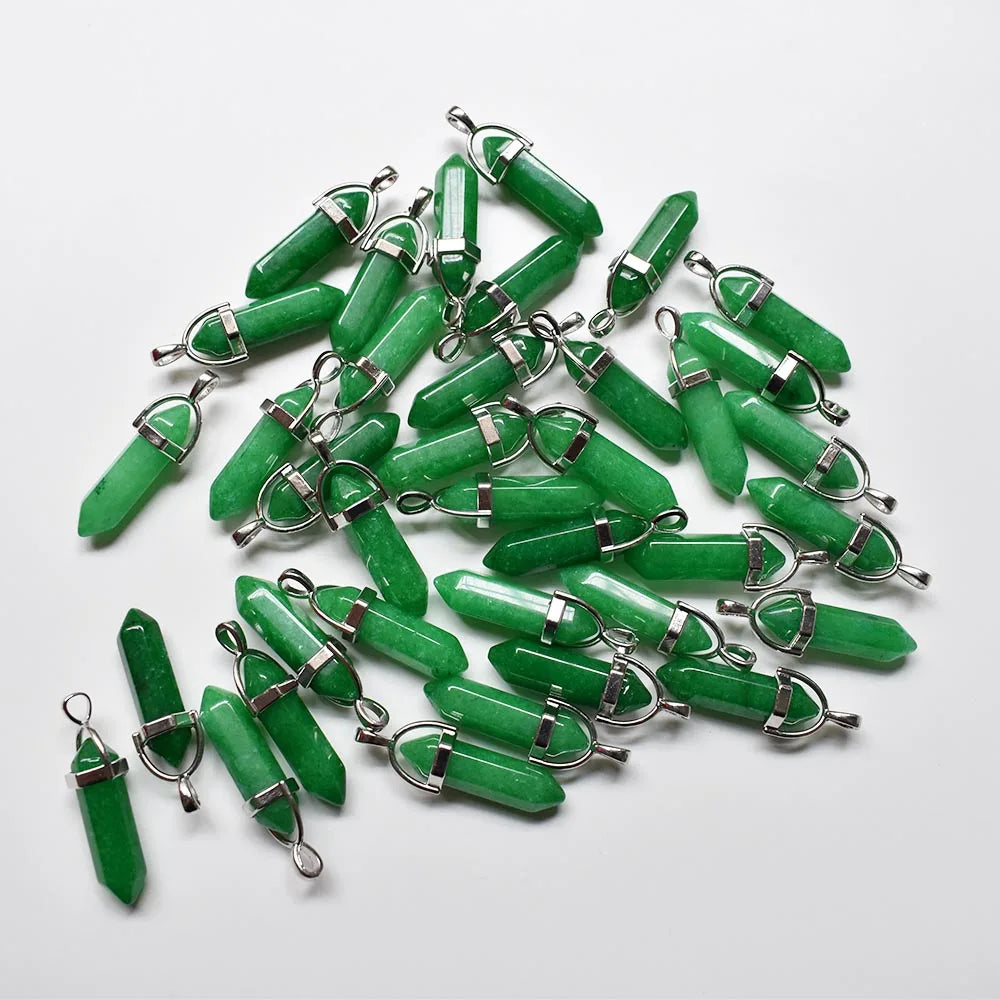 Großhandel 24 teile/los Mode qualität verschiedene naturstein amethyst säule charms chakra Anhänger & halsketten für die herstellung kostenlos