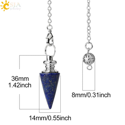 CSJA Naturstein-Pendel zum Wünschelfen, Wahrsagerei, Anhänger, Wahrsagerei, Kristallpendel, Scrying Dowser, Pendulo-Pendel G844