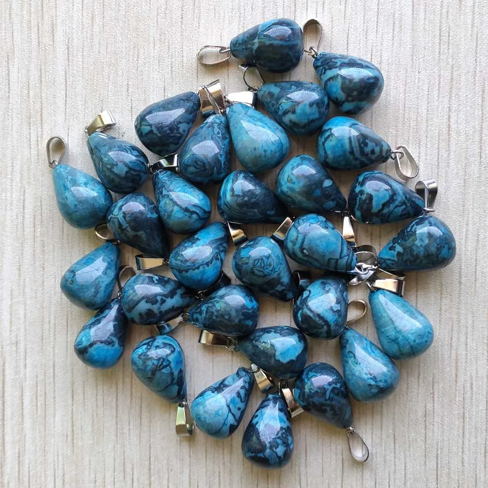 Mode verschiedene gemischte Naturstein Wassertropfen Anhänger Charms DIY Halsketten Schmuck Zubehör machen 50 teile/los Großhandel