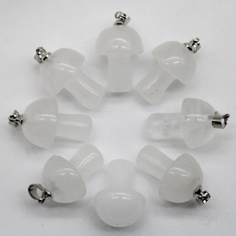 15 stücke Natürliche Stein Anhänger Quarz Kristall Amethyst Achate Aventurin Pilz Stein Anhänger für DIY Machen Zubehör
