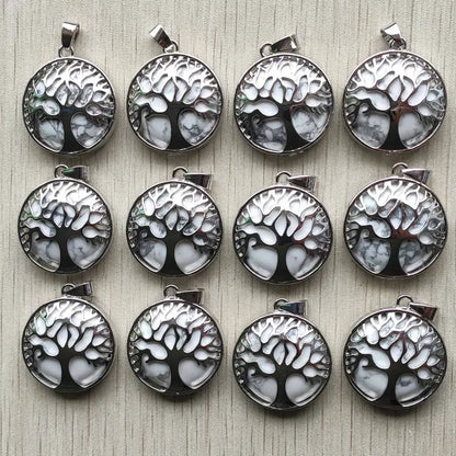Großhandel 12 teile/los mode naturstein legierung baum des lebens mix Anhänger für halsketten schmuck zubehör machen schnelle versand