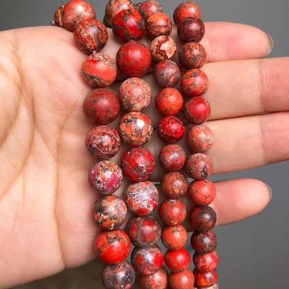 6 8 10mm Naturstein Rotes Meer Sediment Jaspis Perlen Für Schmuck DIY Machen Runde Lose Spacer Perlen Armband zubehör 15''