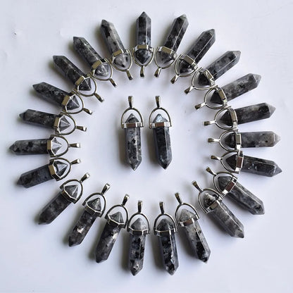 Großhandel 24 teile/los Mode qualität verschiedene naturstein amethyst säule charms chakra Anhänger & halsketten für die herstellung kostenlos