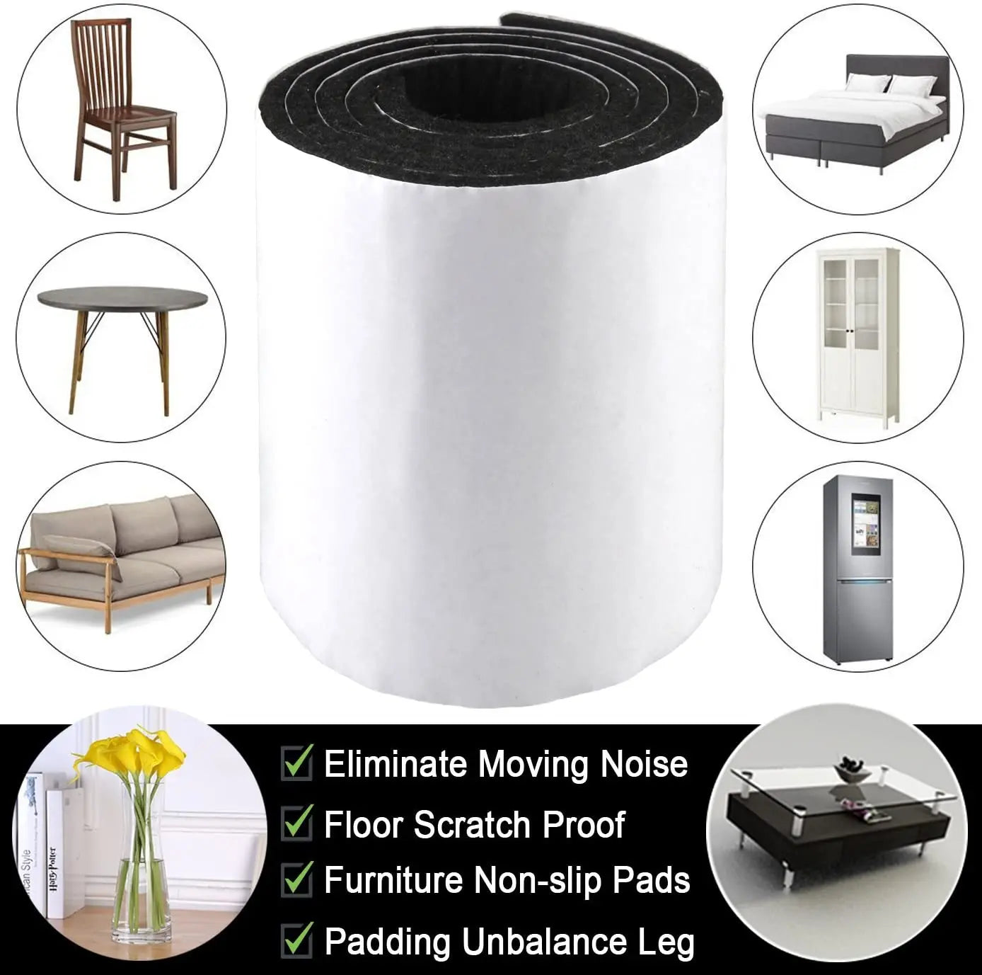 2 stücke Selbst Klebstoff Fühlte Band Polyester Filz Streifen Rolle Schwarz Möbel Filz Streifen DIY Form Schiebe Pad Band Boden protector