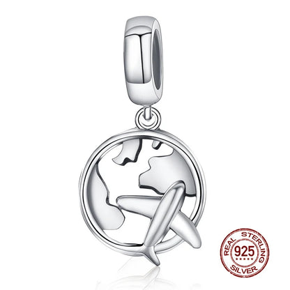 WOSTU Echt 925 Sterling Silber Herz Perlen Blume Retro Muster Charms Anhänger Fit Original DIY Armband Halskette Silber Schmuck
