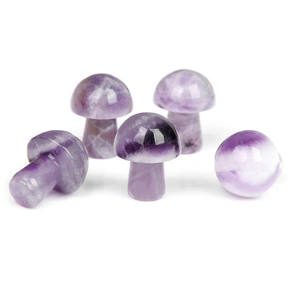 5 stücke Naturstein Pilz Figur Kristall Amethyst geschnitzt Handwerk Dekoration Wohnkultur Ornament Weihnachts geschenk 15x20mm