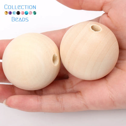 4-50mm 1-1000 Stück natürliche Holzperlen runde Abstandshalter Holzperle bleifreie Kugeln Charms DIY für Schmuckherstellung handgefertigte Accessoires