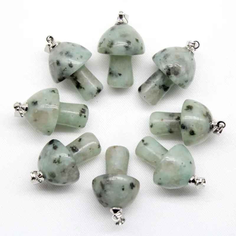 15 stücke Natürliche Stein Anhänger Quarz Kristall Amethyst Achate Aventurin Pilz Stein Anhänger für DIY Machen Zubehör