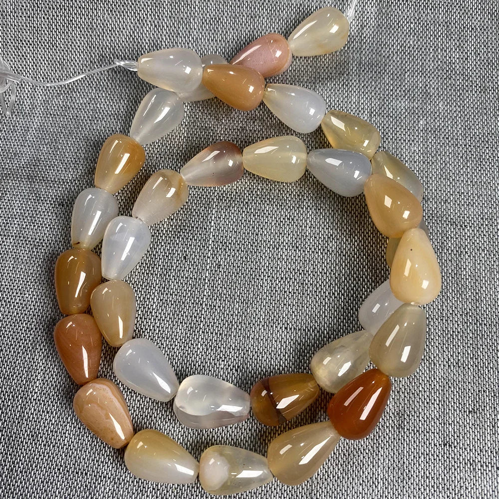 33 teile/los Natürliche Achate Perlen Runde Wasser Tropfen Form Lose Perlen für Die DIY Halskette Armbänder Länge 40cm Größe 8x12mm