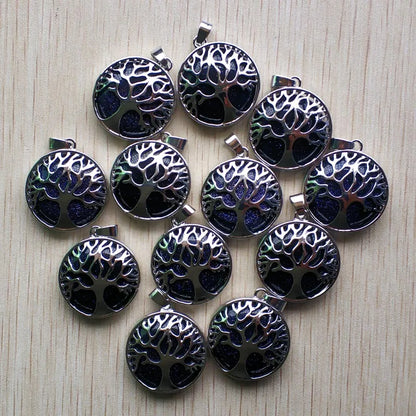 Großhandel 12 teile/los mode naturstein legierung baum des lebens mix Anhänger für halsketten schmuck zubehör machen schnelle versand