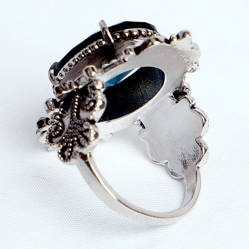 HuiSept Vintage-Ring aus 925er Silber, Schmuck, große ovale Saphir-Edelsteinringe für männlich und weiblich, Hochzeit, Party, Geschenke im Großhandel