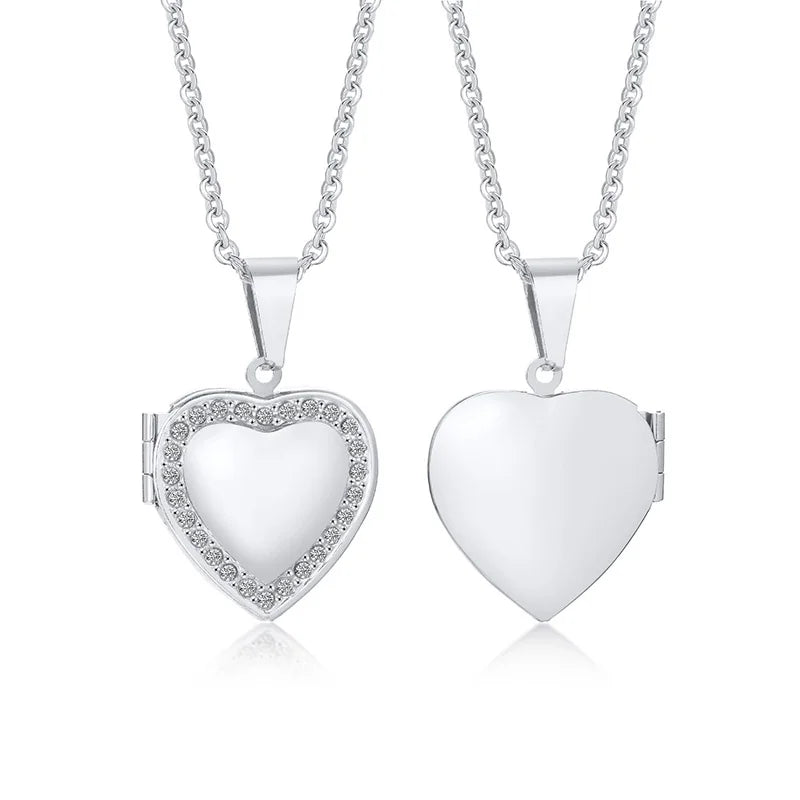 Zarte florale ovale Herz-Medaillon-Anhänger-Halsketten für Frauen, Edelstahl-Fotorahmen, Versprechen, Liebe, Andenken, Geschenk