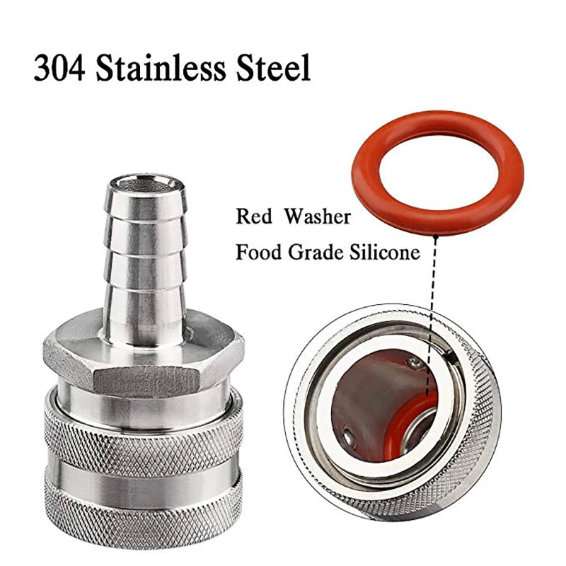 1/2" NPT Bier-Schnelltrennset, 1/2" Barb 304 Edelstahl Schnelltrennset Moonshine Fitting Connectors HomeBrewing