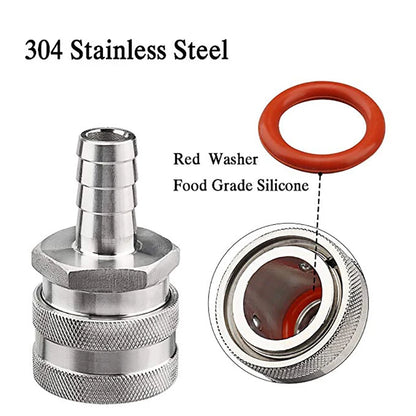 1/2" NPT Bier-Schnelltrennset, 1/2" Barb 304 Edelstahl Schnelltrennset Moonshine Fitting Connectors HomeBrewing
