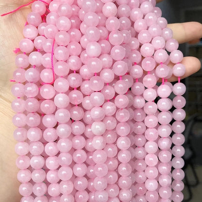 Natursteinperlen Rosenquarz Runde lose Perlen 15" 4/6/8/10/12/14mm Rosa Kristall für DIY Herstellung von Armband Halskette Schmuck