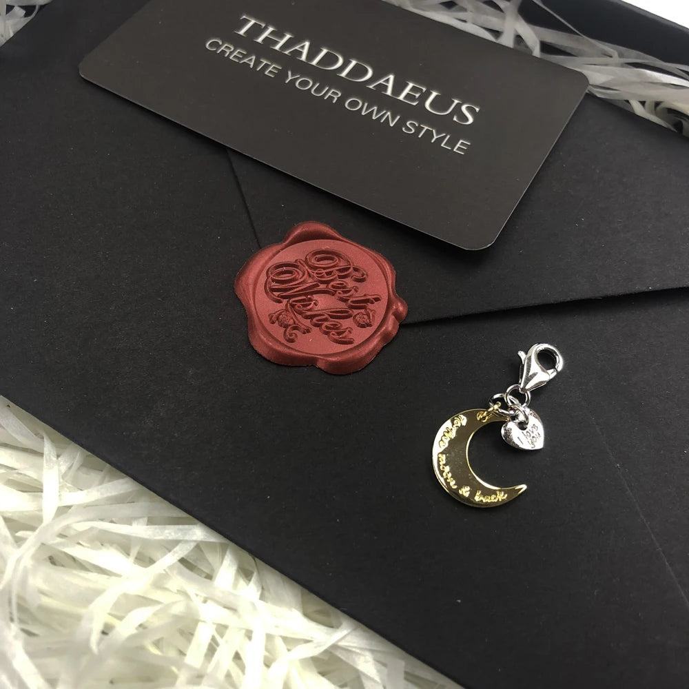 Mond- und Liebes-Herz-Charm-Anhänger für Frauen, romantischer DIY-Schmuck aus 925er Sterlingsilber