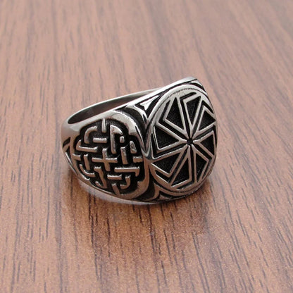 Punk Edelstahl Silber Farbe Kolovrat Slavic Symbol des Sonnenrings atember aubende Verzierung einzigartigen heidnischen Schmuck
