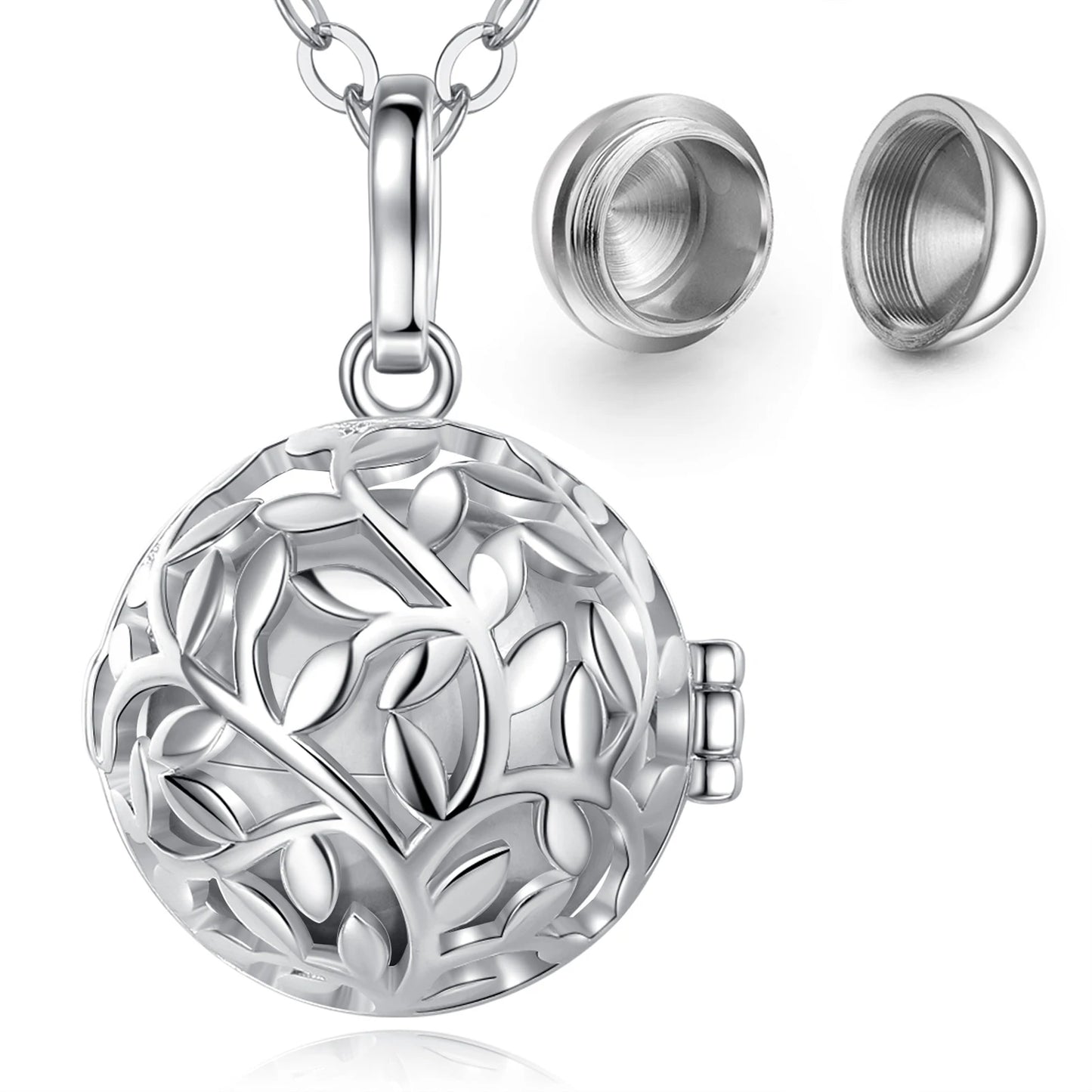 EUDORA Urne Feuerbestattung Anhänger 18mm Olive Leaf Cage Medaillon Asche Halter Andenken Kapsel Halskette Hohl Ball DIY Schmuck k332n14