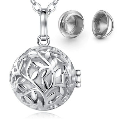 EUDORA Urne Feuerbestattung Anhänger 18mm Olive Leaf Cage Medaillon Asche Halter Andenken Kapsel Halskette Hohl Ball DIY Schmuck k332n14