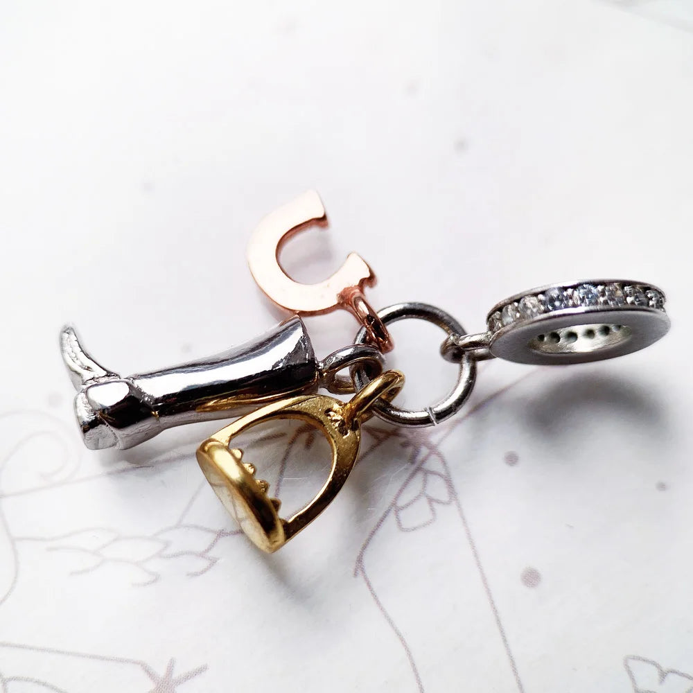 Glück Pferd Schuh Boot Anhänger 925 Sterling Silber Baumeln Charme Frauen Edlen Schmuck