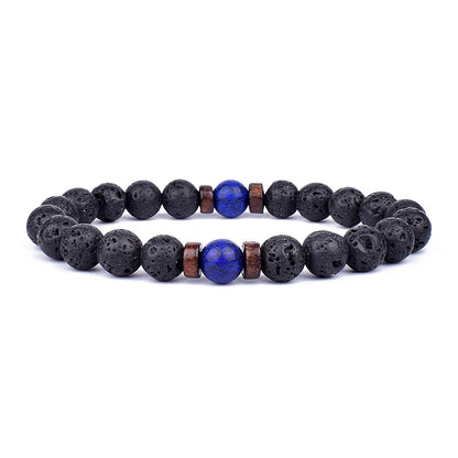 Vulkanstein-Armband für Männer, Lava-Holz, 8 mm Perlen, Armband, tibetischer Buddha, Handgelenkkette, Damen- und Herrenschmuck, Geschenk, neue Armbänder