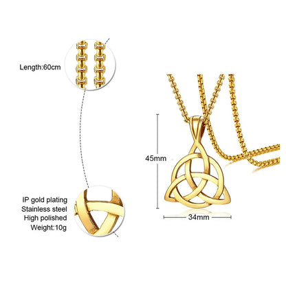 Vnox Wikinger-Halsketten mit keltischem Knoten für Herren, Edelstahl, Dreifachknoten-Anhänger, lässiger Herrenschmuck mit 61 cm Box-Kette