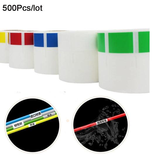 500 Stück umwickeln, selbstklebendes Etikett, Draht, Ethernet-Netzwerk, elektrische Kabeletiketten, Kabel, Tag, Marker, Druck, Aufkleber, Organizer