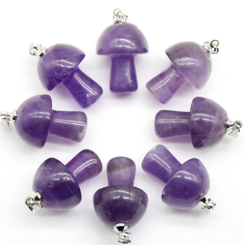15 stücke Natürliche Stein Anhänger Quarz Kristall Amethyst Achate Aventurin Pilz Stein Anhänger für DIY Machen Zubehör